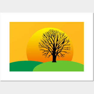 Sunset landscape Posters and Art